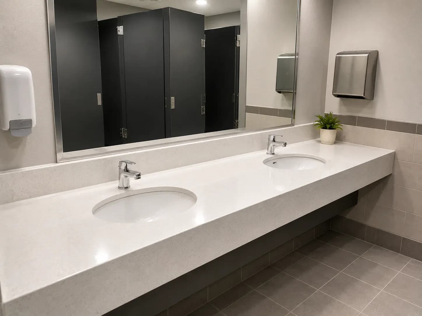 Renovated commercial washroom